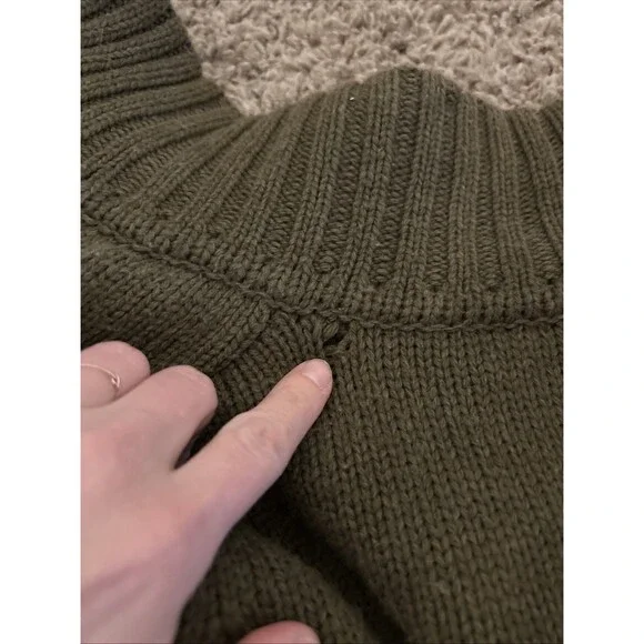 SCHOTT BROS NYC Heavyweight Sherpa Cable Sweater Jacket Army Garment  M85-237-04 - Picture 7 of 7